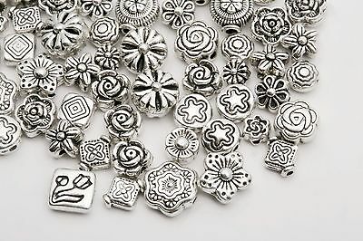Lots Mixed 80pcs Tibetan Silver Flower Spacer Beads Wholesale Jewelry Diy