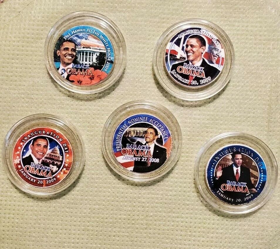 5 Barack Obama 44th President Presidential Quarters 24k Gold Plated Us Coins