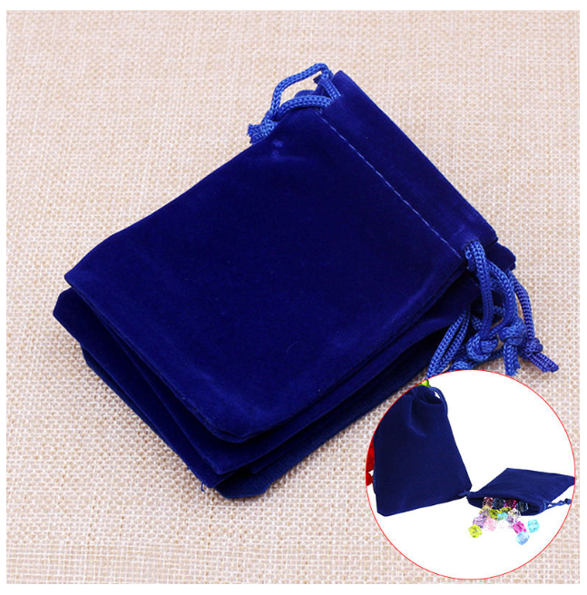 Small Blue Velvet Jewelry Gift Gold Silver Coin Favors Party String Bag Pouches