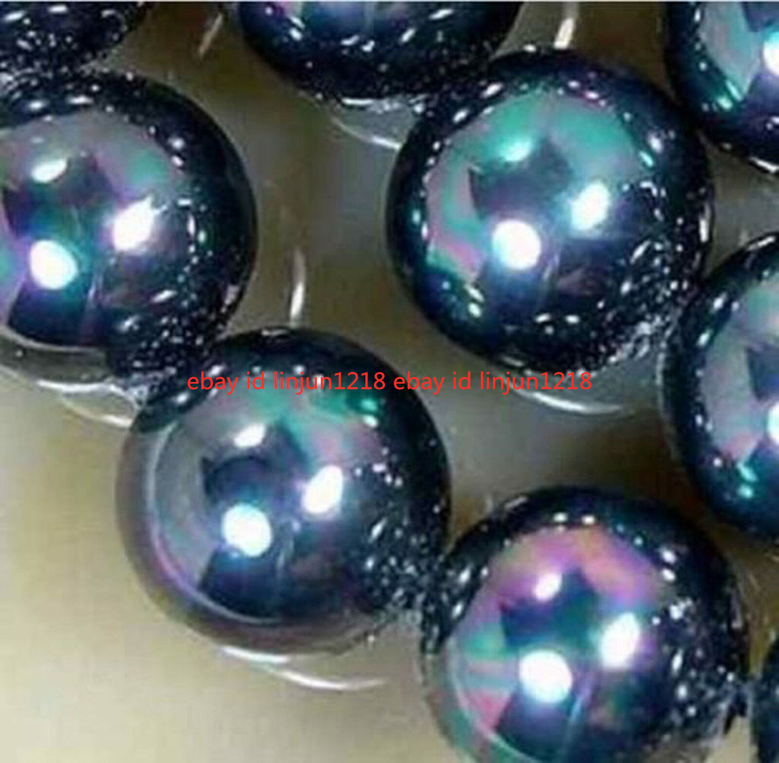 Beautiful 8mm Rainbow Black South Sea Shell Pearl Round Loose Beads 15'' Strand