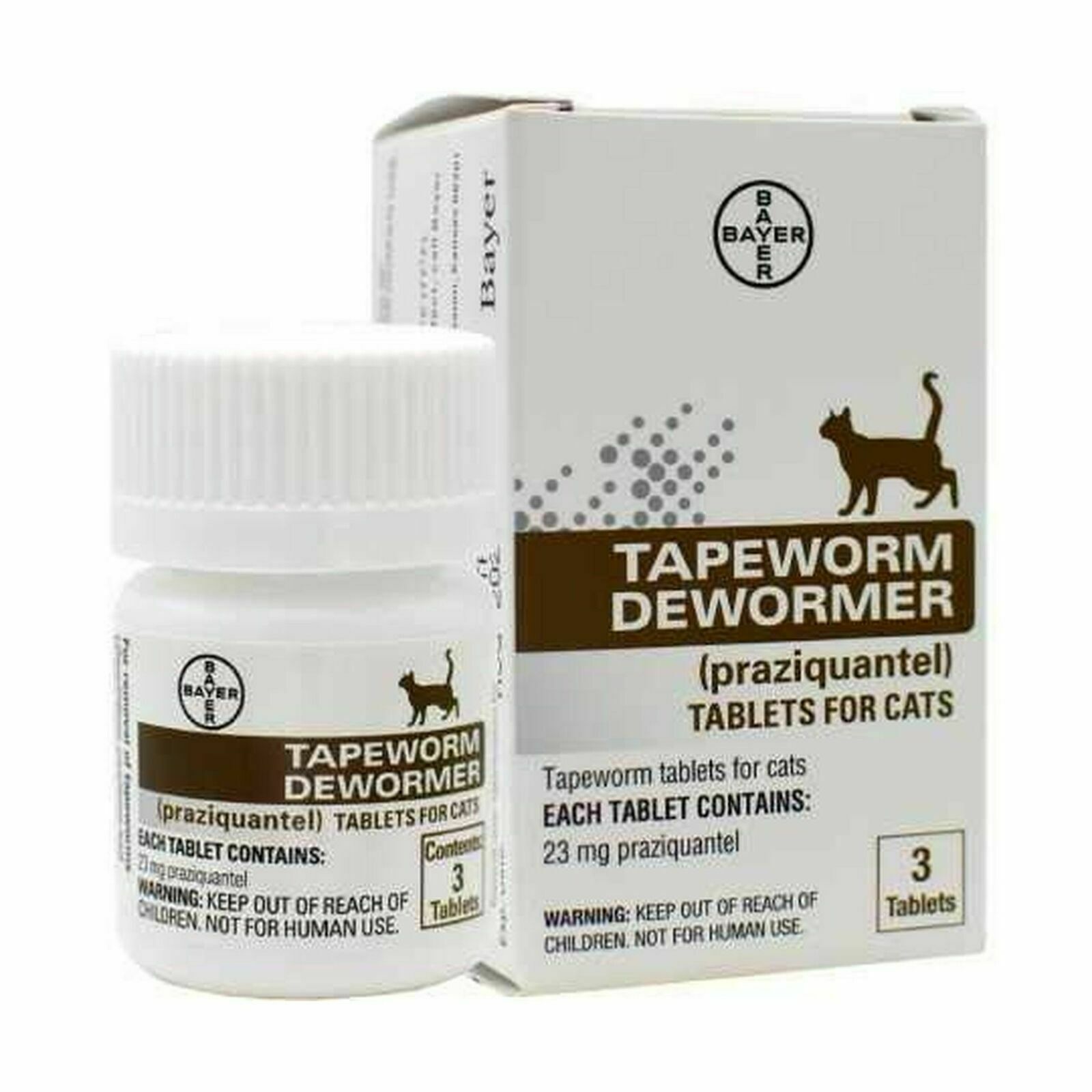 Bayer Tapeworm Dewormer Cats (praziquantel Tablets) 3-count, New - Exp 4/2024