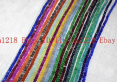 2x4mm 23color Natural Faceted Ruby Sapphire Emerald Gemstone Loose Bead 15'' Aaa