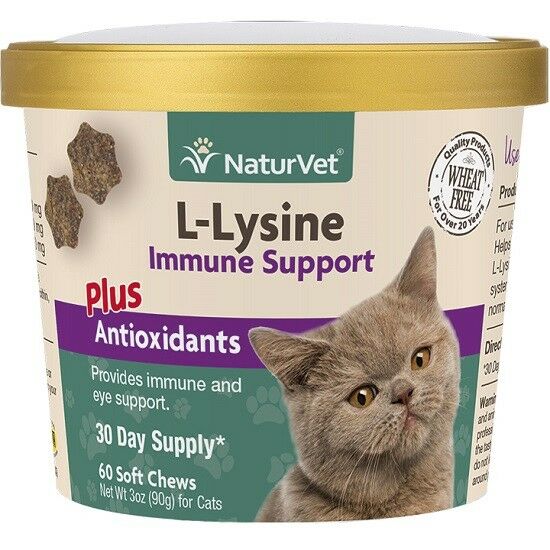 Naturvet L-lysine Soft Chews For Cats Immune Support Eye Health 60ct
